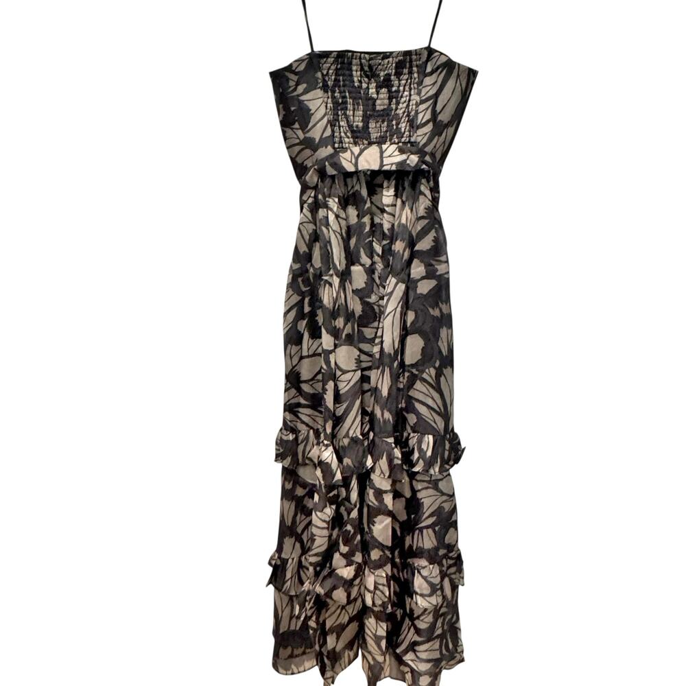 Hutch Sleeveless Belted Maxi Dress Strapless Black Butterfly Print Size LP NWOT - Picture 5 of 12